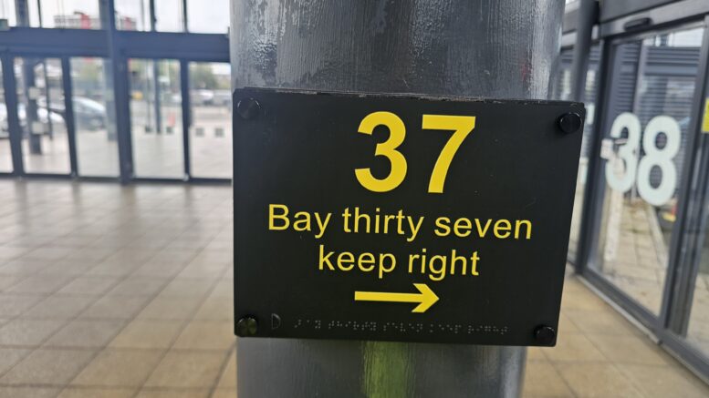 A new braille sign for Bay 37 at Hull Paragon Interchange.