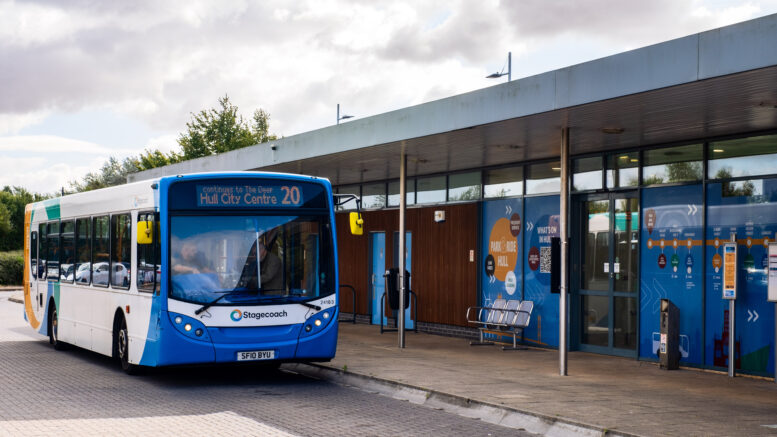 A Stagecoach bus at the Priory Park & Ride