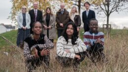 Boulevard Academy students with, from back left, Melissa Rackham, engagement manager at Oh Yes! Net Zero, Cllr Charles Quinn, portfolio holder for environment at Hull City Council, Lydia Burton, eco committee coordinator at Boulevard Academy, Martin Budd, climate change manager at Hull City Council, Grace Chapman, programme lead for the Climate Changemakers project and Paul Browning, pupil engagement development lead at Thrive Cooperative Learning Trust, which runs Boulevard Academy.