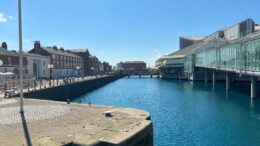 A view of Princes Dock from Monument Bridge in Hull City Centre.