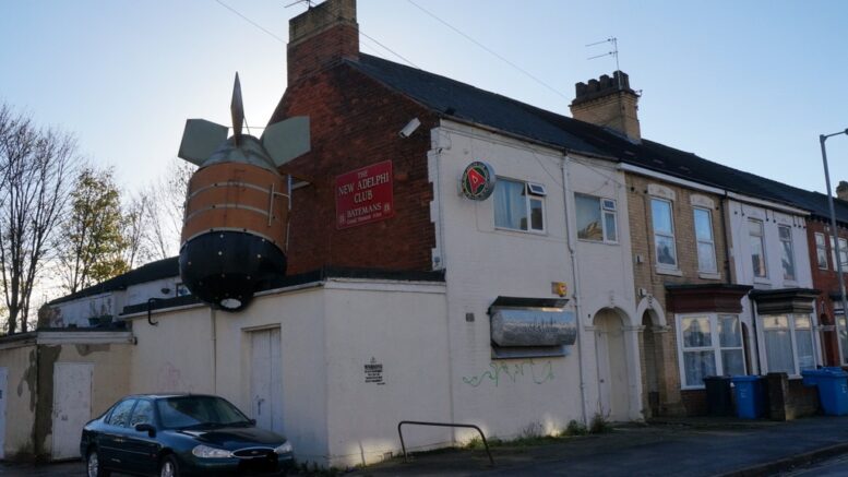 The New Adelphi Club in Hull. Image taken during the art installation City of Culture Timebomb, in 2013. Photo by Ian S.