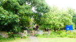 A view looking at St Giles' Church churchyard entrance.