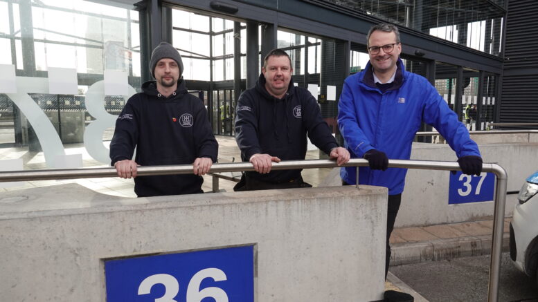 Luke Worrell and Karl Worrell of Door Repair and Service (Yorkshire) Ltd and Councillor Mark Ieronimo