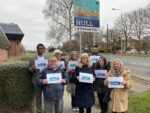 Pictured at the new Fairtrade sign at the Bilton boundary are: Ejimchi Peter-Dumbili (Pres. Union Development, Hull University Students Union), Peter and Chris Church (Hull Fairtrade Partnership) Lauren Murtagh (Living With Water), Cllr Julia Conner (Hull Fairtrade Partnership chair), Gurmok Sanghera (communities manager Hull University Students Union Students Union), Ruth Cowlam and Sharon Clay (both Hull City Council).