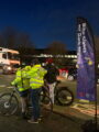 Staff from Hull City Council fitting bike lights and hi-vis to cyclists on Spring Bank