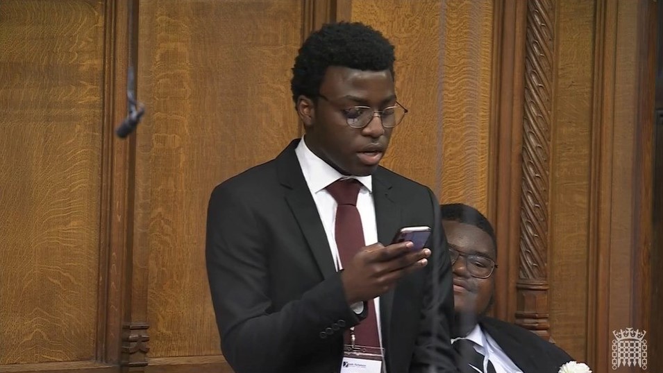 Emperor-David Ikechukwu, one of Hull's MYPs, delivering his speech during the debate in the House of Commons.