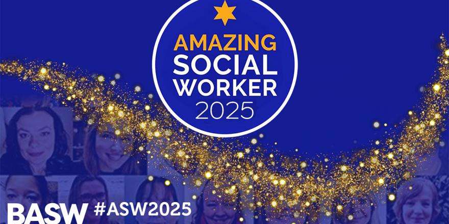 The blue logo says amazing social worker 2025.