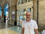 Cllr Paul Drake-Davis outside the empty former ticket hall which will become home to Hull Tap in Hull Paragon Interchange.