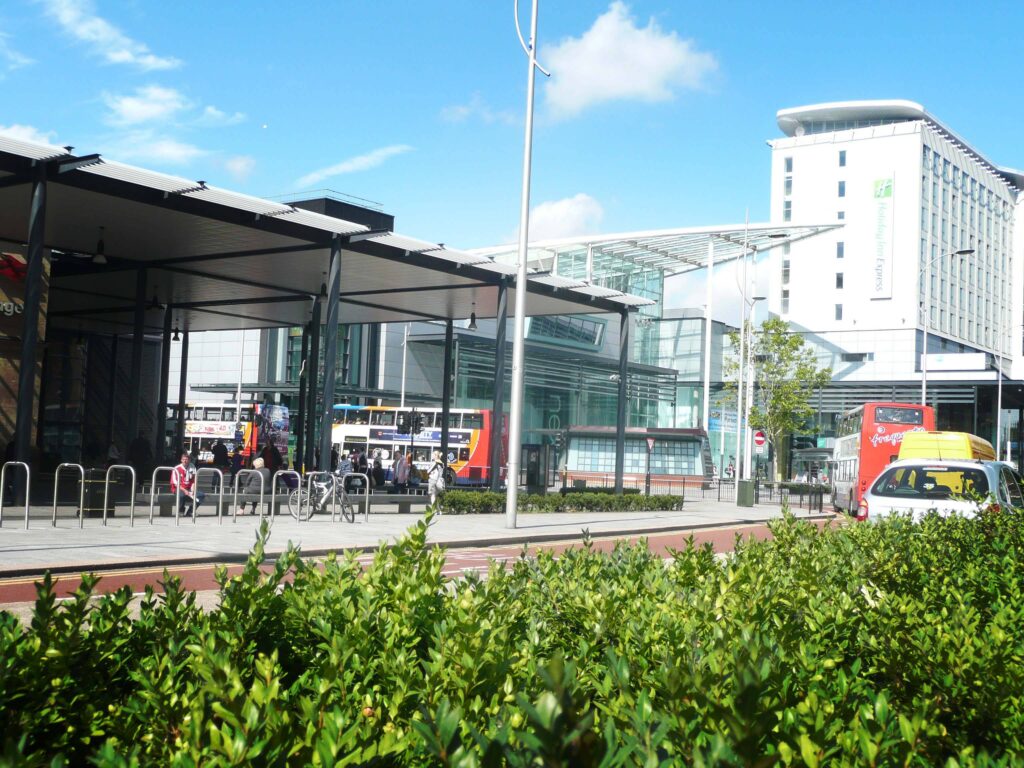 Hull Paragon Interchange, with St Stephen's Shopping Centre in the background.