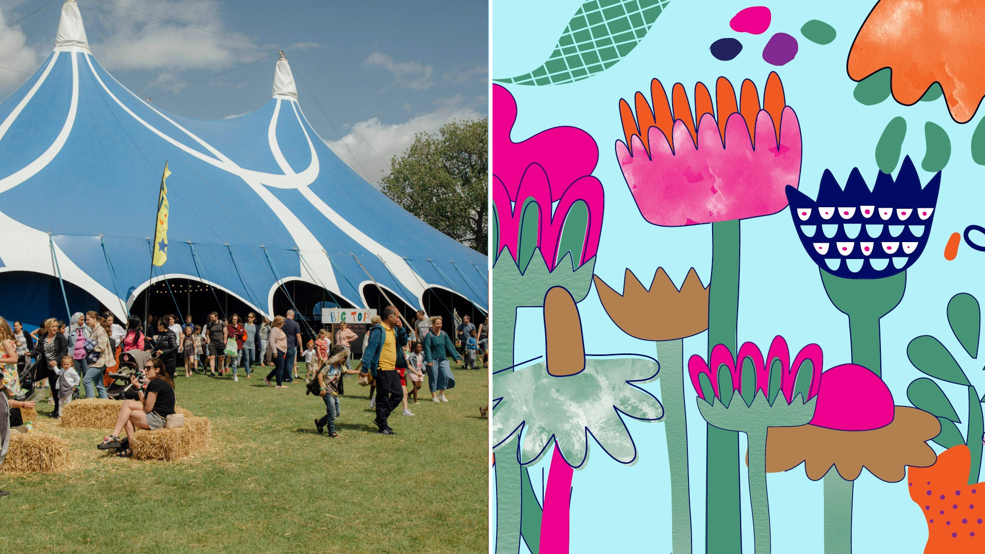 An image of a previous Big Malarkey event in Hull, and the artwork for this year's Grow Festival.