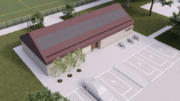 A CGI of the new changing pavilion at Costello Playing Field.