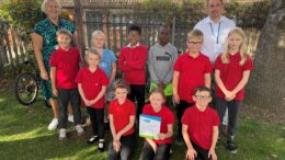 Staff and students at Chiltern Primary School are presented with their Modeshift STARS Good Travel Plan certificate