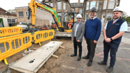 Ben Gilligan of East Yorkshire Buses with Councillor Mark Ieronimo and Andrew Benstead, the bus operator’s engineering director, at the start of the second phase of the (EV) infrastructure programme