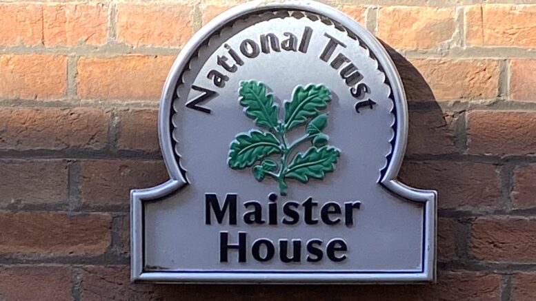 A close-up of the sign on the National Trust-owned Maister House.