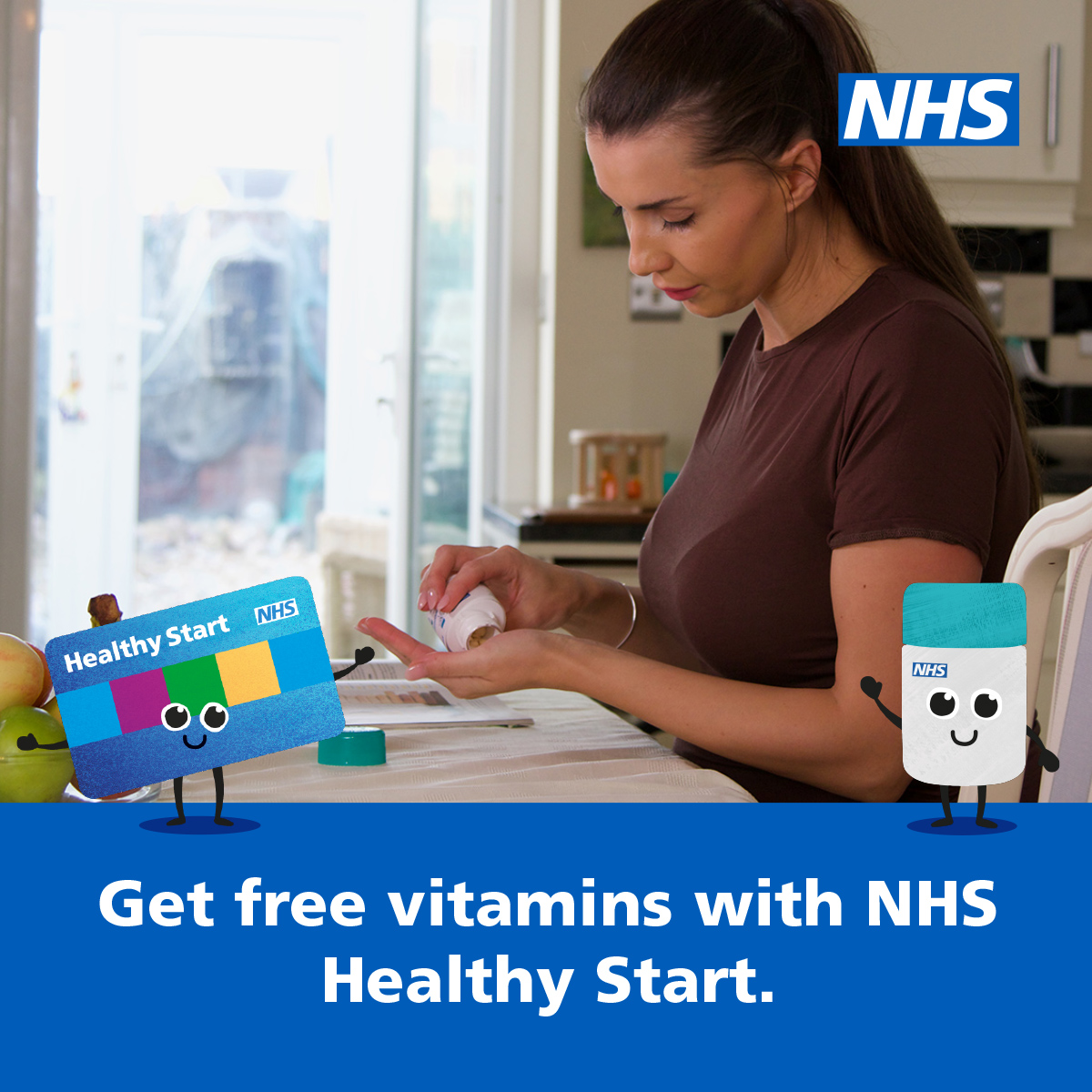 NHS graphic for getting free vitamins with NHS Healthy Start
