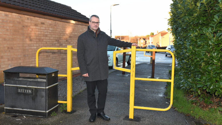 Councillor Mark Ieronimo, cabinet portfolio holder for transport and infrastructure, at one of the off-road cycle locations in Shropshire Close with some of the access controls that will be changed