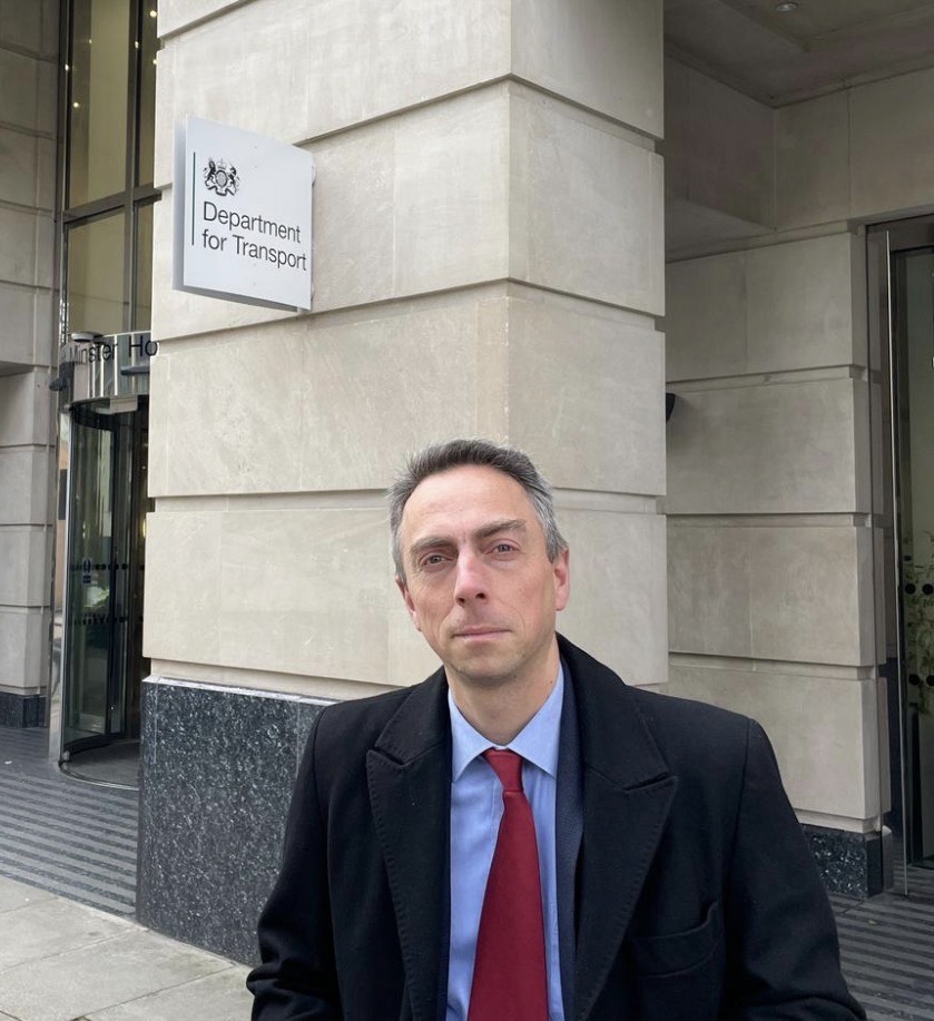 Councillor Mike Ross outisde the Department for Transport