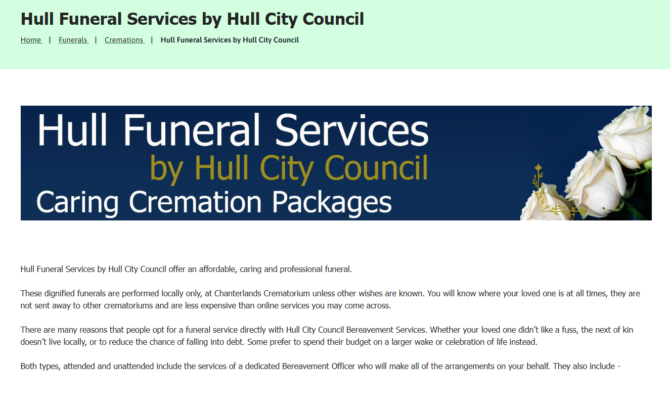 New Hull Funeral Services webpage launched – Hull CC News