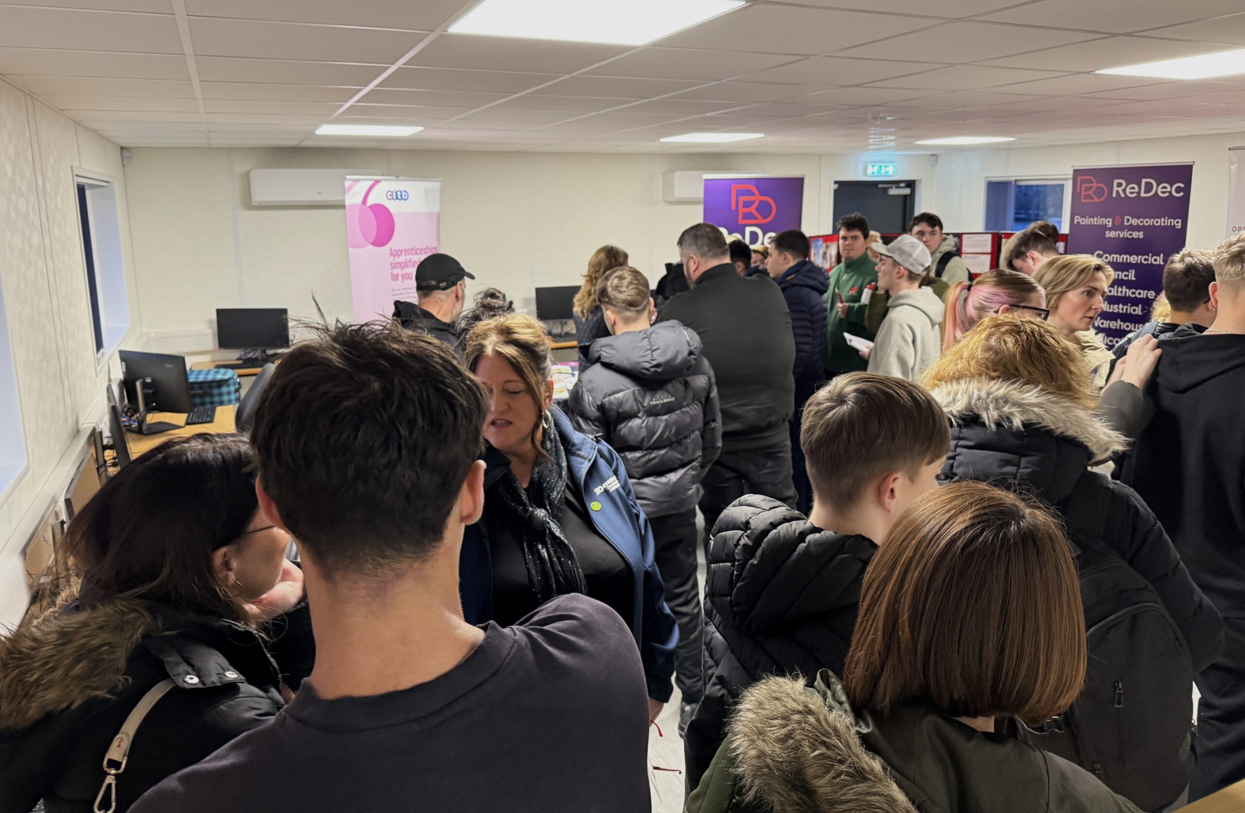 A busy Meet the Employer event at HTAE's Construction Centre.