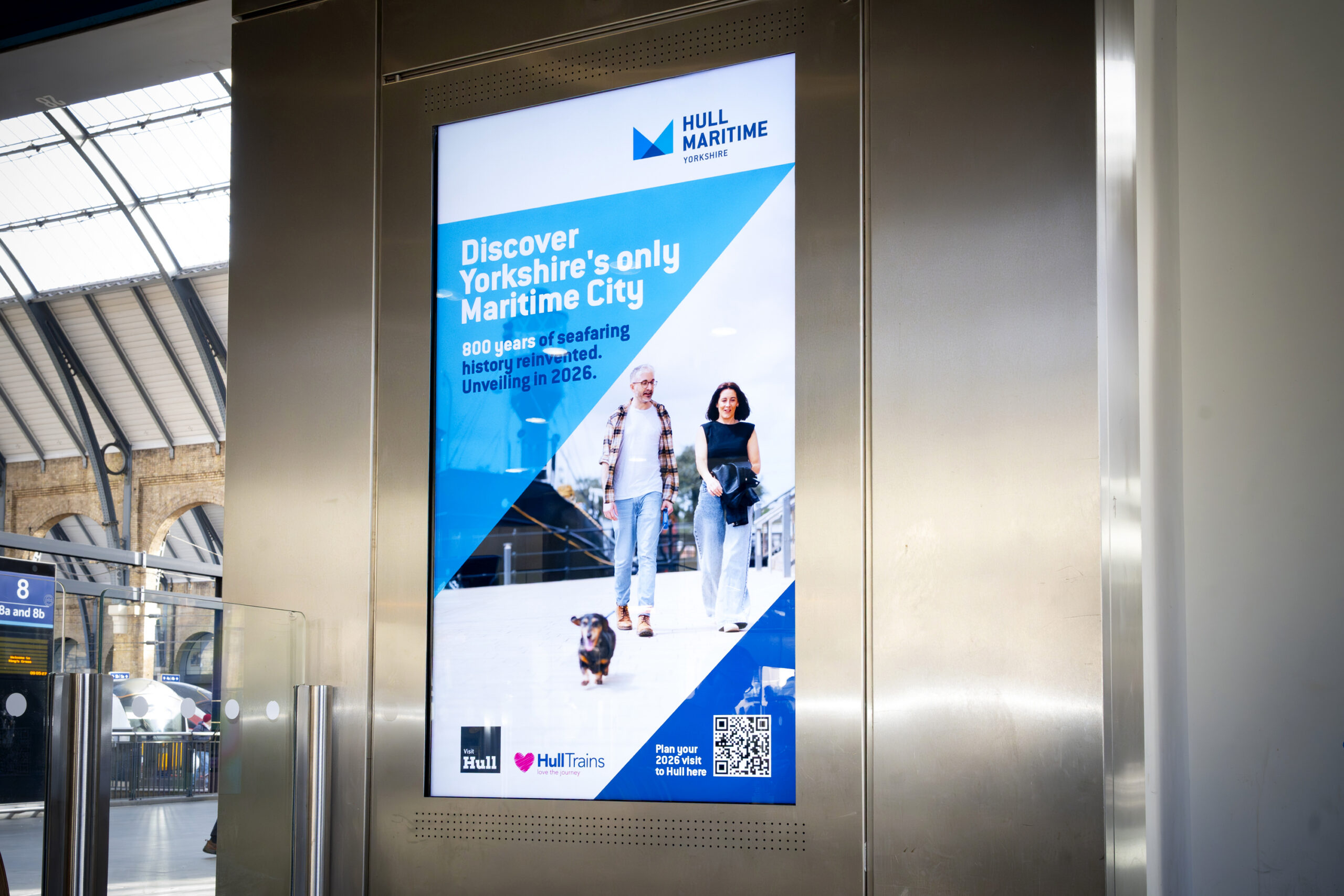 A picture of an electronic board with Hull Maritime displayed