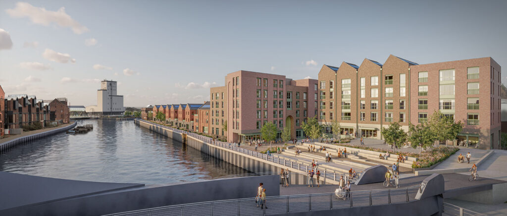 CGI view of the proposed East Bank Urban Village in Hull