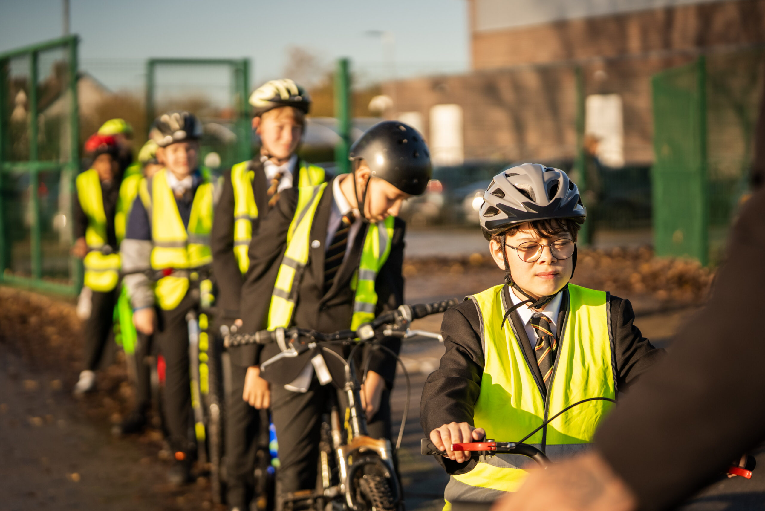 Students at Sirius West Academy taking part in a Bikeability training session