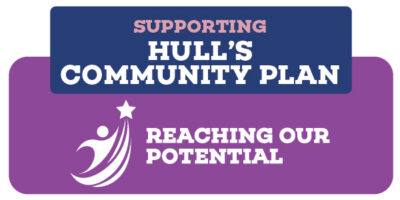A graphic showing Hull's Community Plan, and the Reaching Our Potential ambition of the plan.