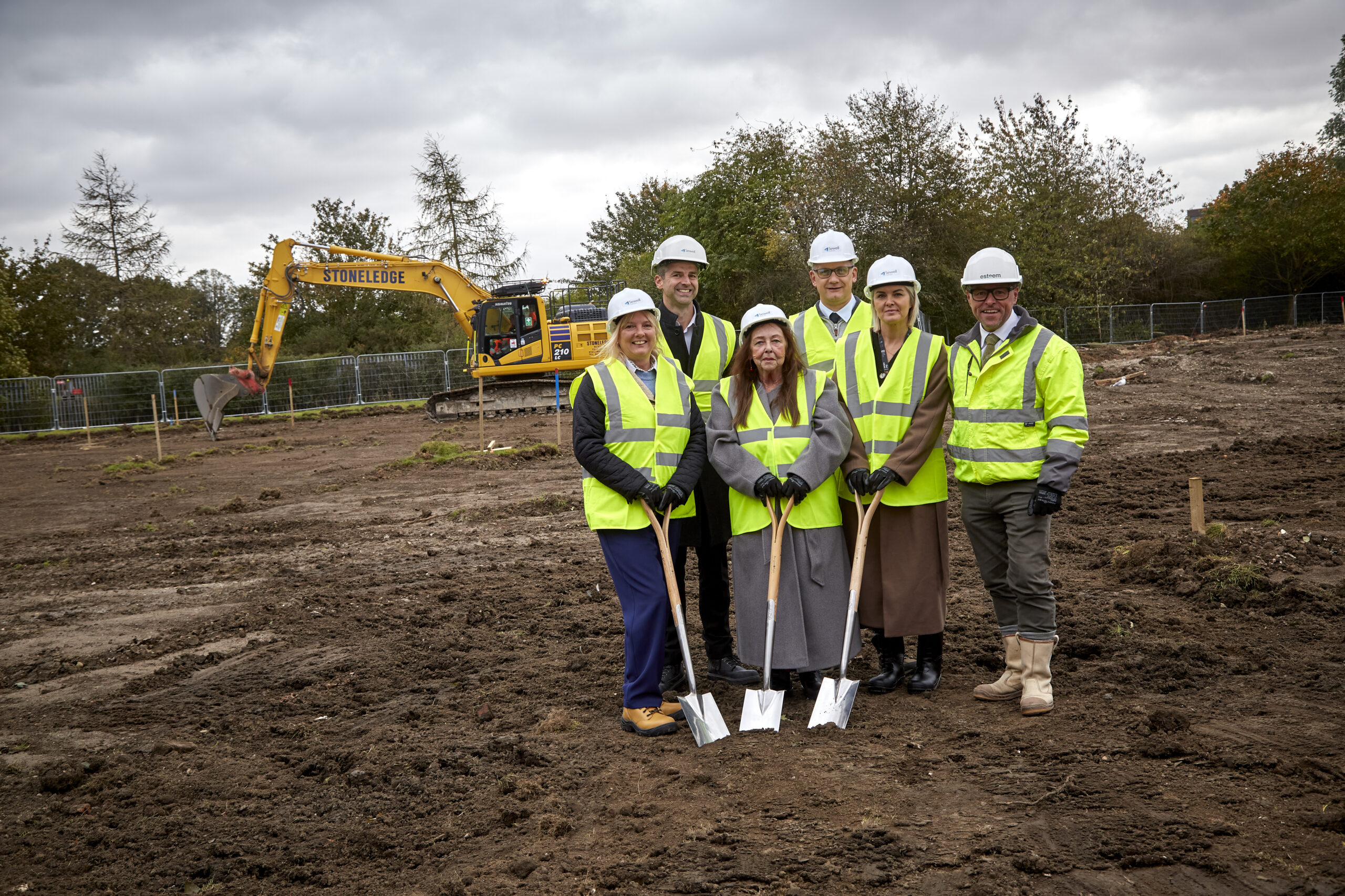 Angela Blake, Hull City Council's assistant director for major projects and infrastructure; Cllr Linda Tock, portfolio holder for children's services at the council; Kelly Hare, the council's head of statutory SEND services; stood in front of Mark Boothby, Joint Managing Director, Sewell Construction; Paul Plumridge, deputy CEO & strategic school improvement lead at Humber Education Trust; and Gavin Barley, General Manager, Hull Esteem.